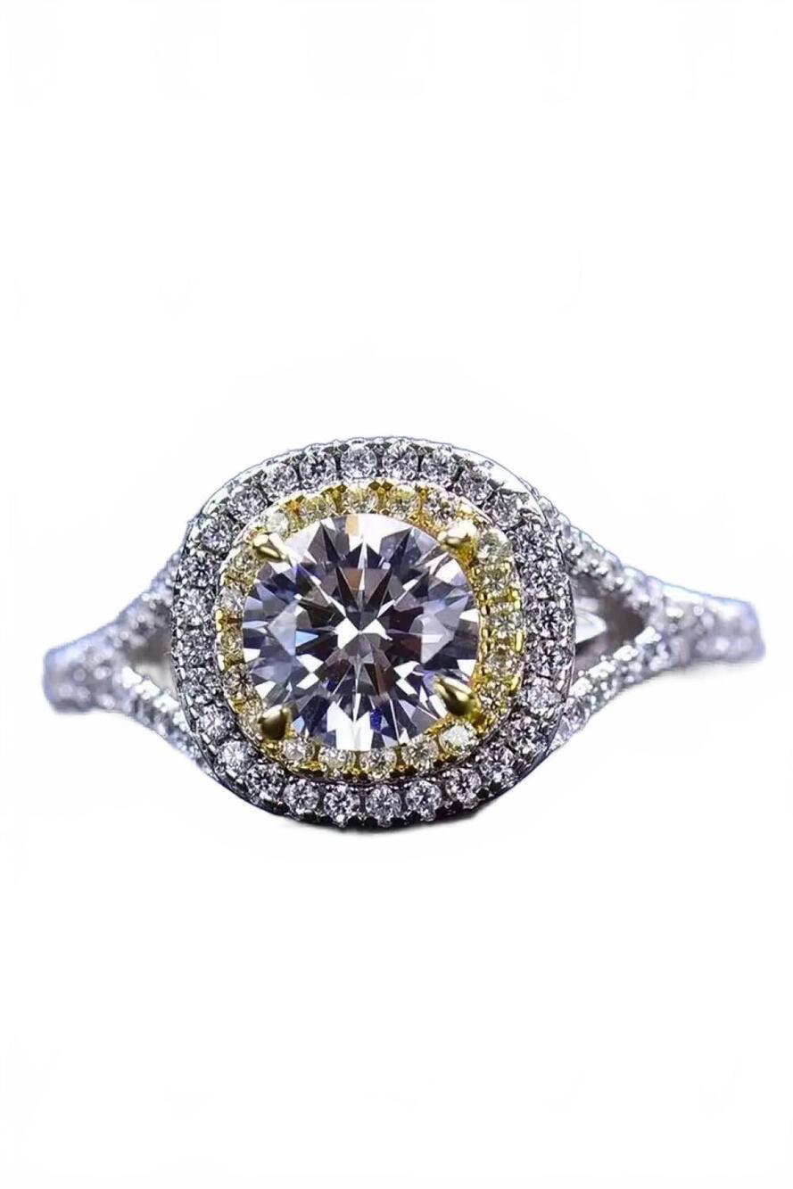 NEW STARGLOW women's two-tone one carat moissanite ring in silver